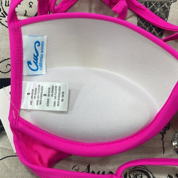 California Waves Raspberry Juniors' Strappy Push-Up Top - Picture 5 of 8